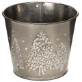 Floristik24 Pot de fleurs en métal avec sapins pailletés, 13 cm
