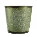 Floristik24 Jardinière à décor de feuilles, vase en métal pour l&#39;automne, seau à plantes vertes Ø10cm H10cm