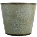 Floristik24 Cache-pot, décoration automne, vase en métal avec feuilles dorées Ø25.5cm H22cm