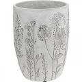 Floristik24 Vase Concrete White Flower vase avec fleurs en relief vintage Ø18cm