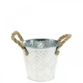 Floristik24 Cache-pot avec motif fleuri, vase en métal, cache-pot avec anses Ø12cm