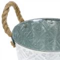 Jardinière en métal, jardinière à motif fleuri, bol décoratif argenté Ø16,5cm