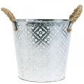 Floristik24 Pot décoratif en métal, cache-pot à motif fleuri, vase en métal à planter Ø20,5cm