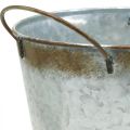 Floristik24 Cache-pot avec anses, vasque décorative décor rouille, vase en métal argenté Ø26cm H25.5cm