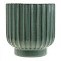 Floristik24 Cache-pot en céramique, décoration florale, cache-pot ondulé vert, marron Ø15.5cm H16.5cm