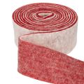 Charnière de pot bicolore en feutrine décorative 100 % laine, blanche et rouge, 7,5 cm de large, 5 m de long | Floristik24.be