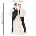 Figurine pour gâteau représentant un couple d'hommes avec un gâteau, 16,5 cm | Floristik24.be