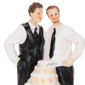 Figurine pour gâteau représentant un couple d'hommes avec un gâteau, 16,5 cm | Floristik24.be
