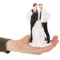 Figurine pour gâteau représentant un couple d'hommes avec un gâteau, 16,5 cm | Floristik24.be