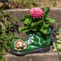 Floristik24 Décoration jardinière, chaussure verte avec hérisson, céramique 14x13cm H13cm