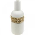 Floristik24 Vase à fleurs en céramique blanche et vase en jonc de mer décoration de table H22,5cm