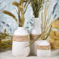 Floristik24 Vase fleuri céramique blanche et jonc de mer décoration estivale H17,5cm