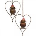 Floristik24 Oiseau décoratif en métal pour décoration de jardin suspendu rouille rouge-blanc 15×21cm
