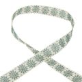 Floristik24 Ruban de Noël avec flocons de neige blanc vert 25mm 20m