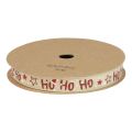 Floristik24 Ruban de Noël « Ho Ho Ho » ruban cadeau beige 15mm 15m