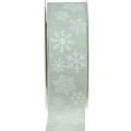 Floristik24 Ruban de Noël ruban cadeau flocon de neige vert clair 35mm 15m