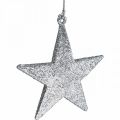 Floristik24 Décoration de Noël pendentif étoile argent pailleté 9cm 12pcs
