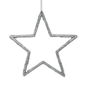 Floristik24 Pendentif étoile de décoration de Noël paillettes argentées 12cm 12pcs