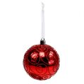 Floristik24 Boule de Noël Ø8cm rouge avec motif 1p