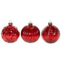Boules de Noël en verre rouge, 8 cm, lot de 12 | Floristik24.be