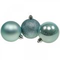 Floristik24 Boules de Noël plastique bleu clair mix Ø6cm 10p