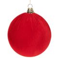Floristik24 Boule de Noël aspect velours rouge, grande boule de 20 cm pour sapin de Noël, lot de 3