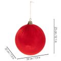 Boule de Noël aspect velours rouge, grande boule de 20 cm pour sapin de Noël, lot de 3 | Floristik24.be
