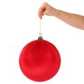 Boule de Noël en velours rouge, grande boule décorative à suspendre, 25 cm, lot de 2 | Floristik24.be