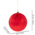 Boule de Noël en velours rouge, grande boule décorative à suspendre, 25 cm, lot de 2 | Floristik24.be