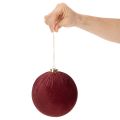 Boule de Noël, aspect velours rouge, à suspendre, 15 cm, lot de 3 | Floristik24.be
