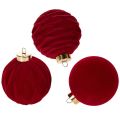 Floristik24 Boule de Noël, surface veloutée, rouge, 8 cm, lot de 12