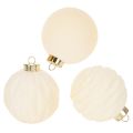 Floristik24 Boule de Noël blanche à textures variées, 8 cm, lot de 12.