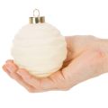 Boule de Noël blanche à textures variées, 8 cm, lot de 12. | Floristik24.be