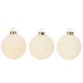 Boule de Noël blanche à textures variées, 8 cm, lot de 12. | Floristik24.be