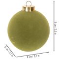 Boule de Noël effet velours, verte, texture variée, 8 cm, lot de 12. Boule de Noël floquée vert mousse, en plastique. Cordon en coton inclus. | Floristik24.be