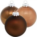 Floristik24 Boule de sapin de Noël, décorations de sapin, boules de Noël marron H6.5cm Ø6cm verre véritable 24pcs