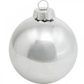 Floristik24 Boule en verre, décorations d&#39;arbre, boule de sapin de Noël argent H8.5cm Ø7.5cm vrai verre 12pcs
