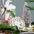 Floristik24 Boules de Noël avec motif losange argent mat, brillant Ø8cm 2pcs