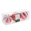 Floristik24 Boules de Noël en plastique rouge, blanc Ø8cm 3pcs