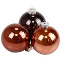 Floristik24 Boules de Noël verre marron mix boules d&#39;arbre brillant Ø7,5cm 12 pièces