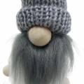 Floristik24 Bouchon fleur gnome avec bonnet en laine gris 8.5cm L29cm 6pcs