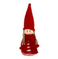 Floristik24 Gnome fille 12cm rouge, blanc 6pcs