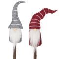 Floristik24 Figurine décorative de gnome avec chapeau rayé sur bâtonnet en bois, 46 cm, lot de 6