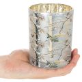 Lanterne en verre à motif de branches, intérieur doré, 12 cm | Floristik24.be