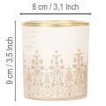 Porte-bougie chauffe-plat en verre à motif floral, Ø8 cm H9 cm, lot de 2 | Floristik24.be