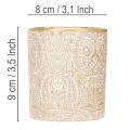 Porte-bougie chauffe-plat en verre à motif cachemire, Ø8 cm, H9 cm, lot de 2 | Floristik24.be