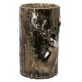 Floristik24 Porte-bougie chauffe-plat en verre orné de reliefs de tête de cerf et d'arbre, décoration hivernale, 26 cm
