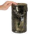 Porte-bougie chauffe-plat en verre orné de reliefs de tête de cerf et d'arbre, décoration hivernale, 26 cm | Floristik24.be