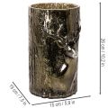 Porte-bougie chauffe-plat en verre orné de reliefs de tête de cerf et d'arbre, décoration hivernale, 26 cm | Floristik24.be