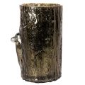 Porte-bougie chauffe-plat en verre orné de reliefs de tête de cerf et d'arbre, décoration hivernale, 26 cm | Floristik24.be